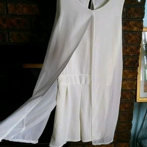 NWT Zhishun ivory romper with chiffon overlay